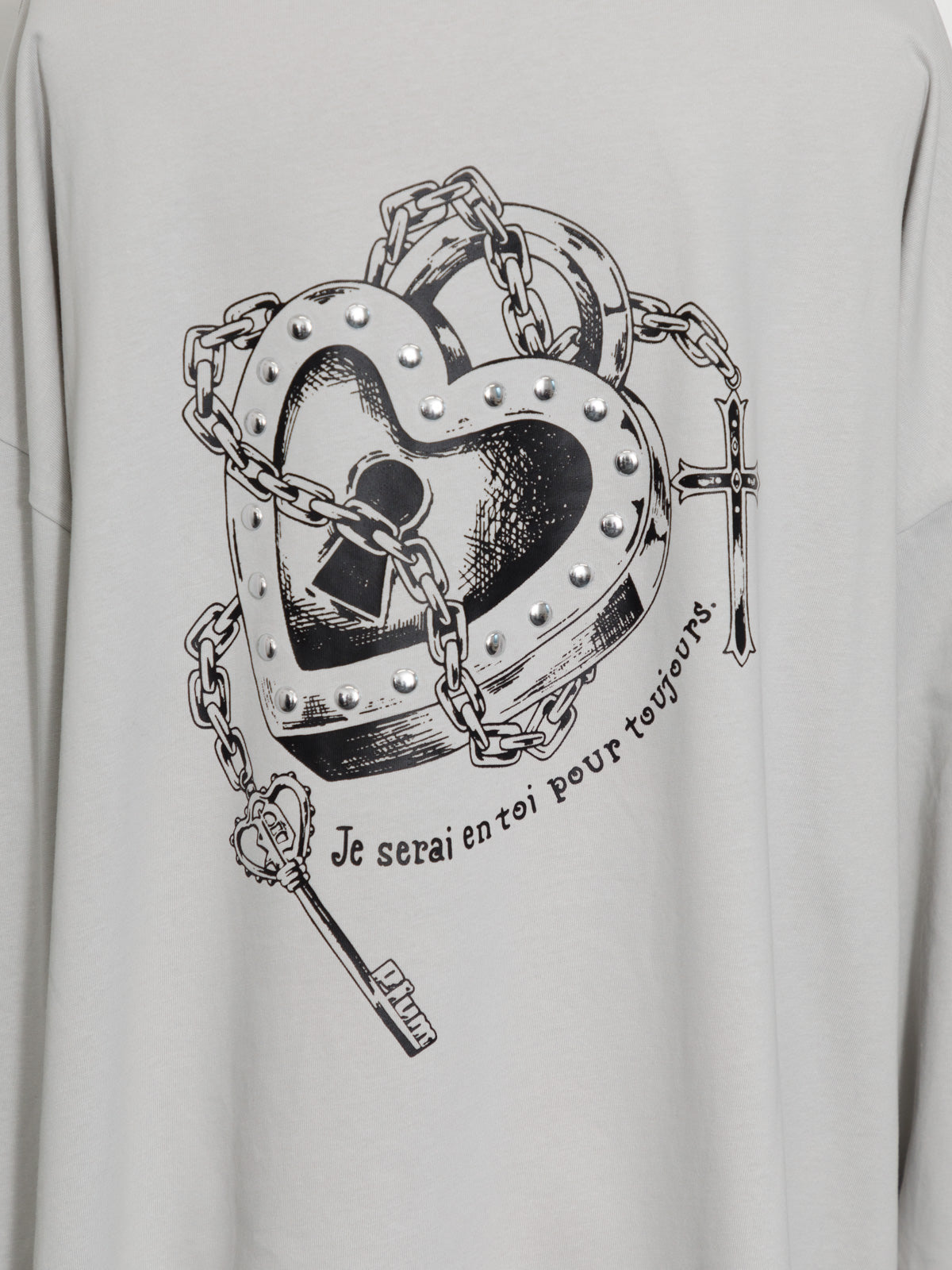 pium Heart padlock オーバーサイズロングTシャツ
