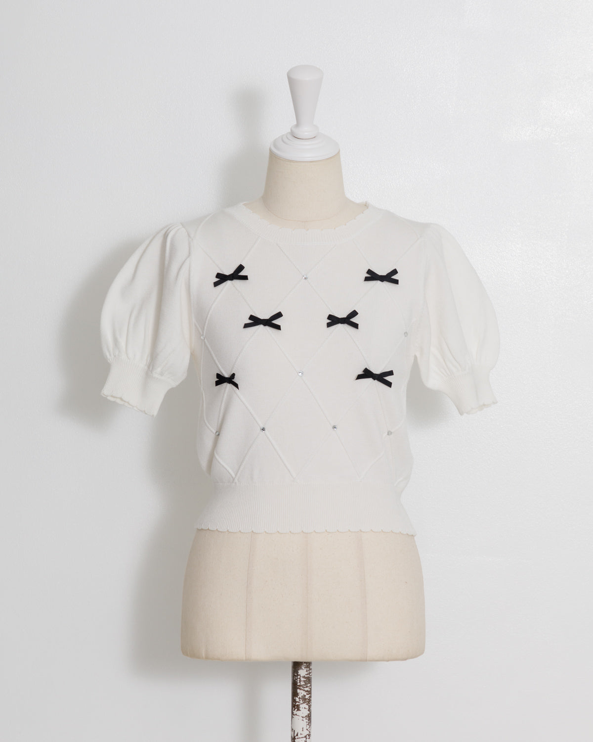 ビジューリボンアームウォーマーニット