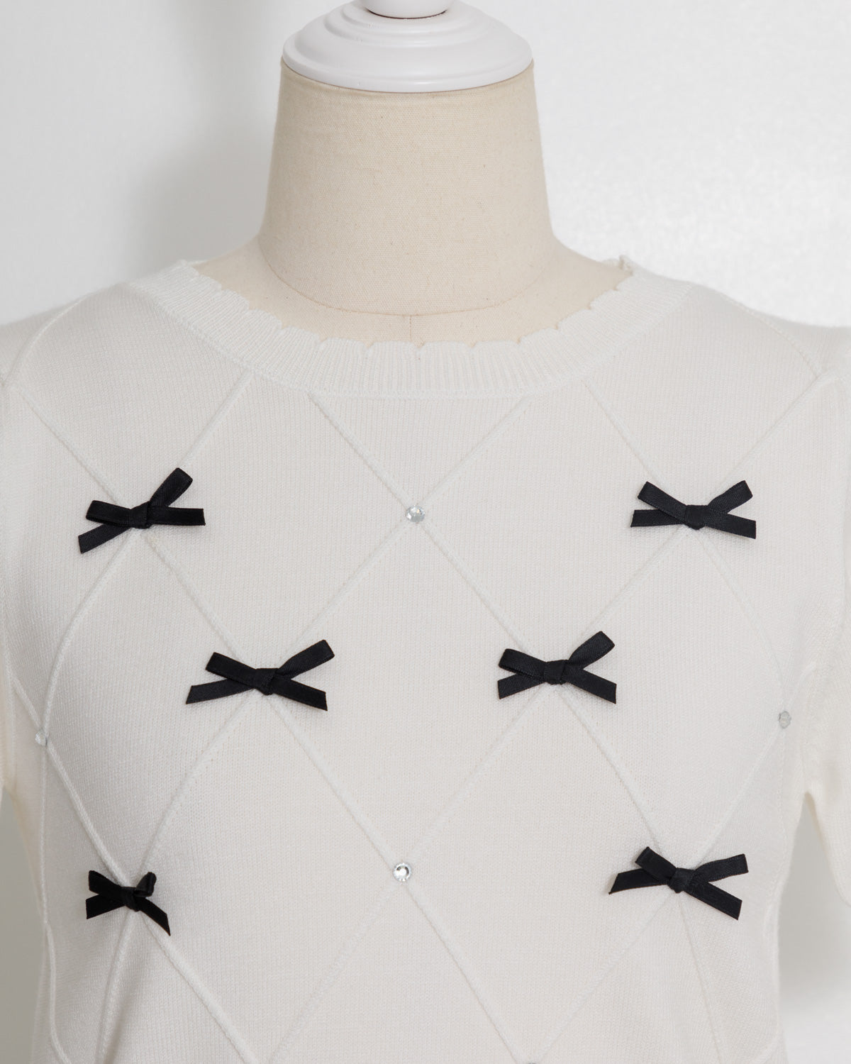 ビジューリボンアームウォーマーニット