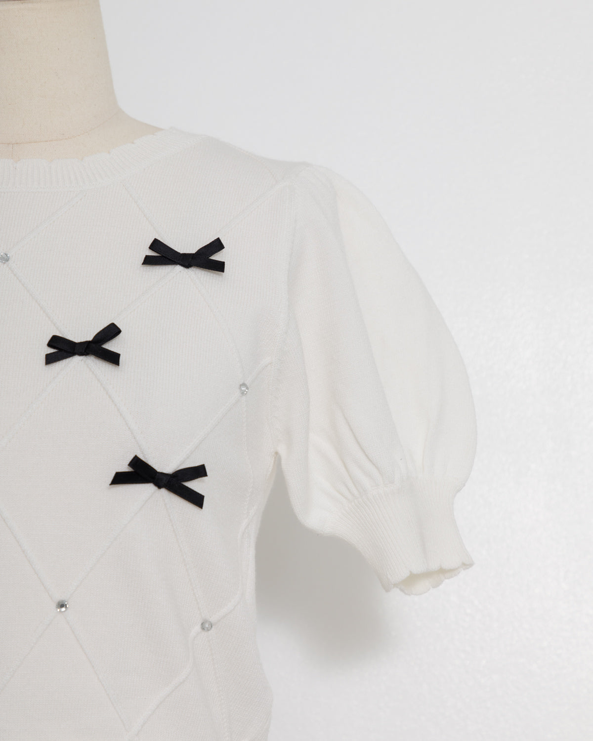 ビジューリボンアームウォーマーニット