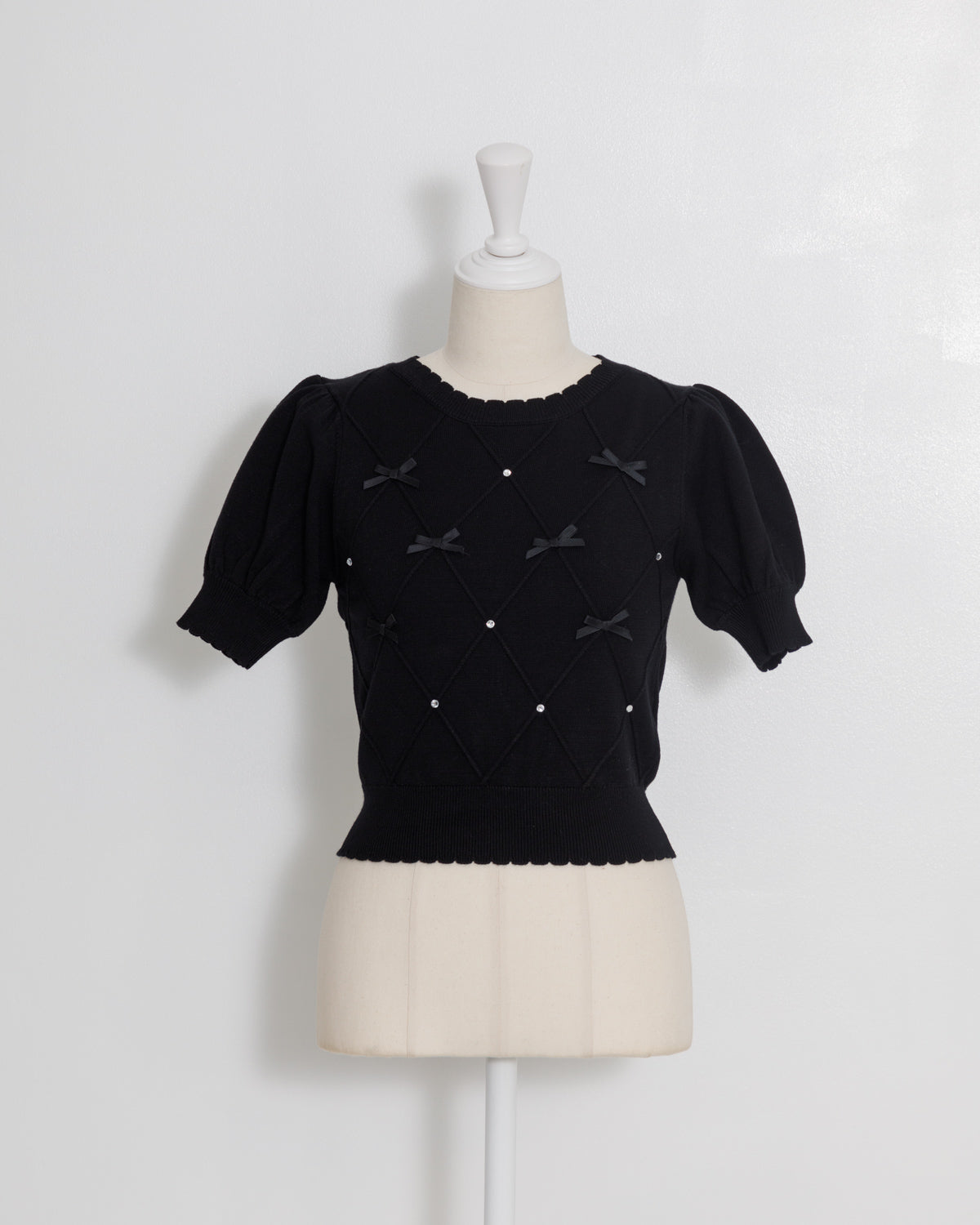 ビジューリボンアームウォーマーニット