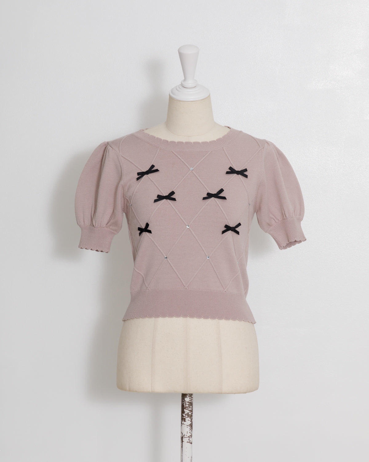 ビジューリボンアームウォーマーニット