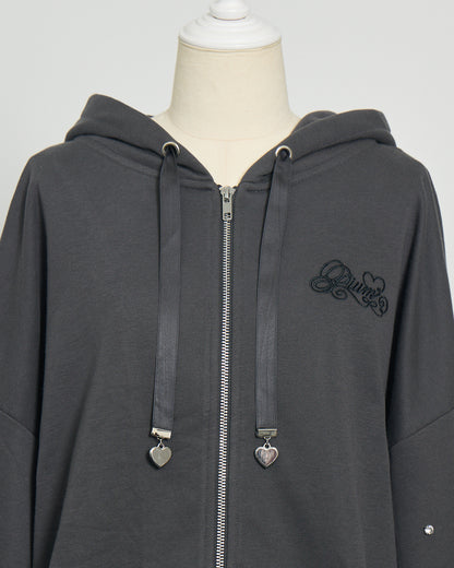 オーバーサイズビジュージップパーカー