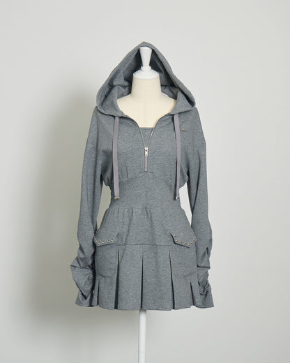 レイヤードプリーツボンディングワンピ