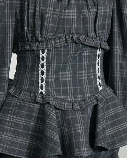 はしごレースフリルティアードワンピース