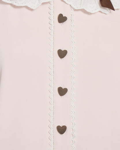 コットンフリルハートボタンブラウス