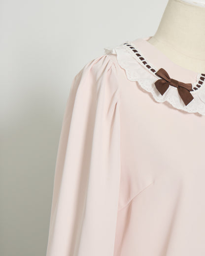 コットンフリルハートボタンブラウス