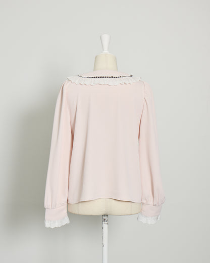 コットンフリルハートボタンブラウス