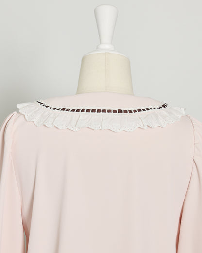 コットンフリルハートボタンブラウス