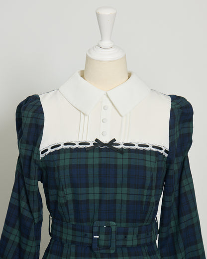 ヨーク切替ベルト付きワンピース