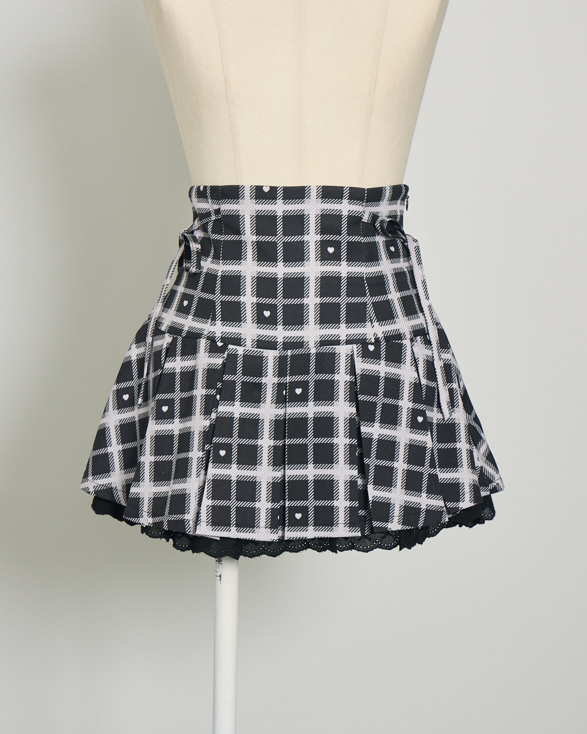 piumハートチェックプリーツミニスカート