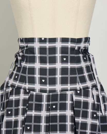 piumハートチェックプリーツミニスカート