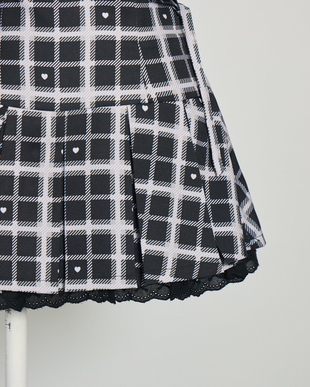 piumハートチェックプリーツミニスカート