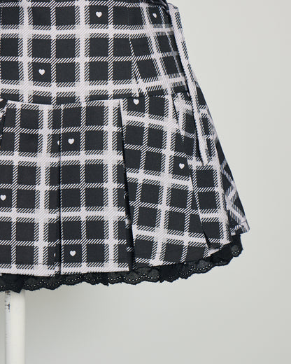 piumハートチェックプリーツミニスカート