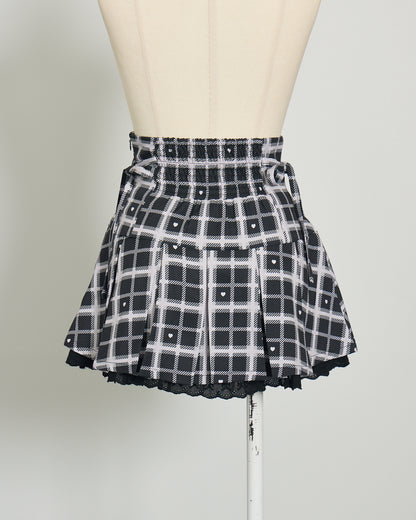 piumハートチェックプリーツミニスカート
