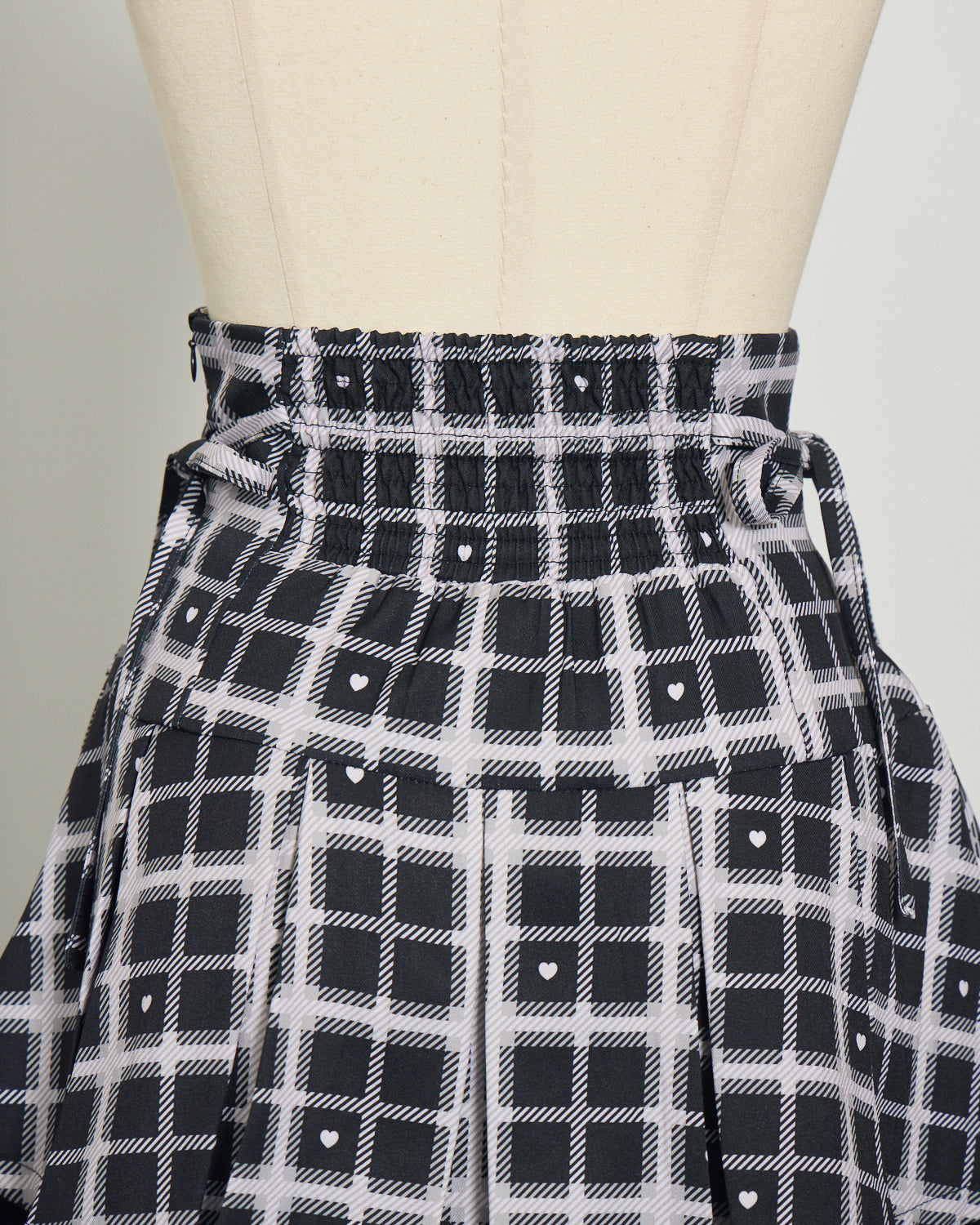 piumハートチェックプリーツミニスカート