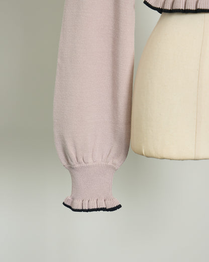 ウエストリブハートボタンニット