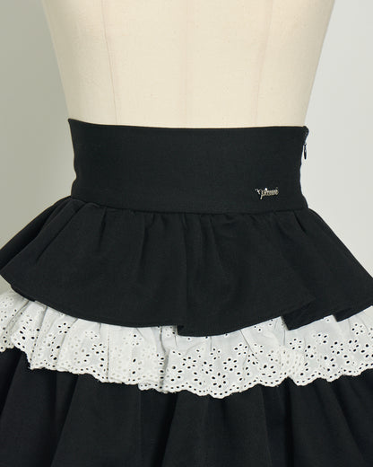 コットンフリルティアードミニスカート