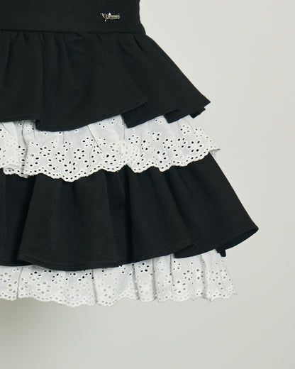 コットンフリルティアードミニスカート