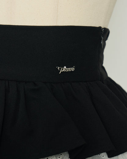 コットンフリルティアードミニスカート