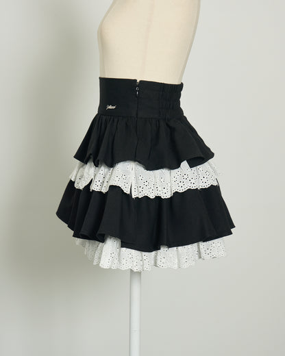 コットンフリルティアードミニスカート