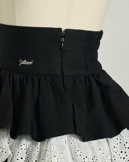 コットンフリルティアードミニスカート