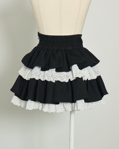 コットンフリルティアードミニスカート