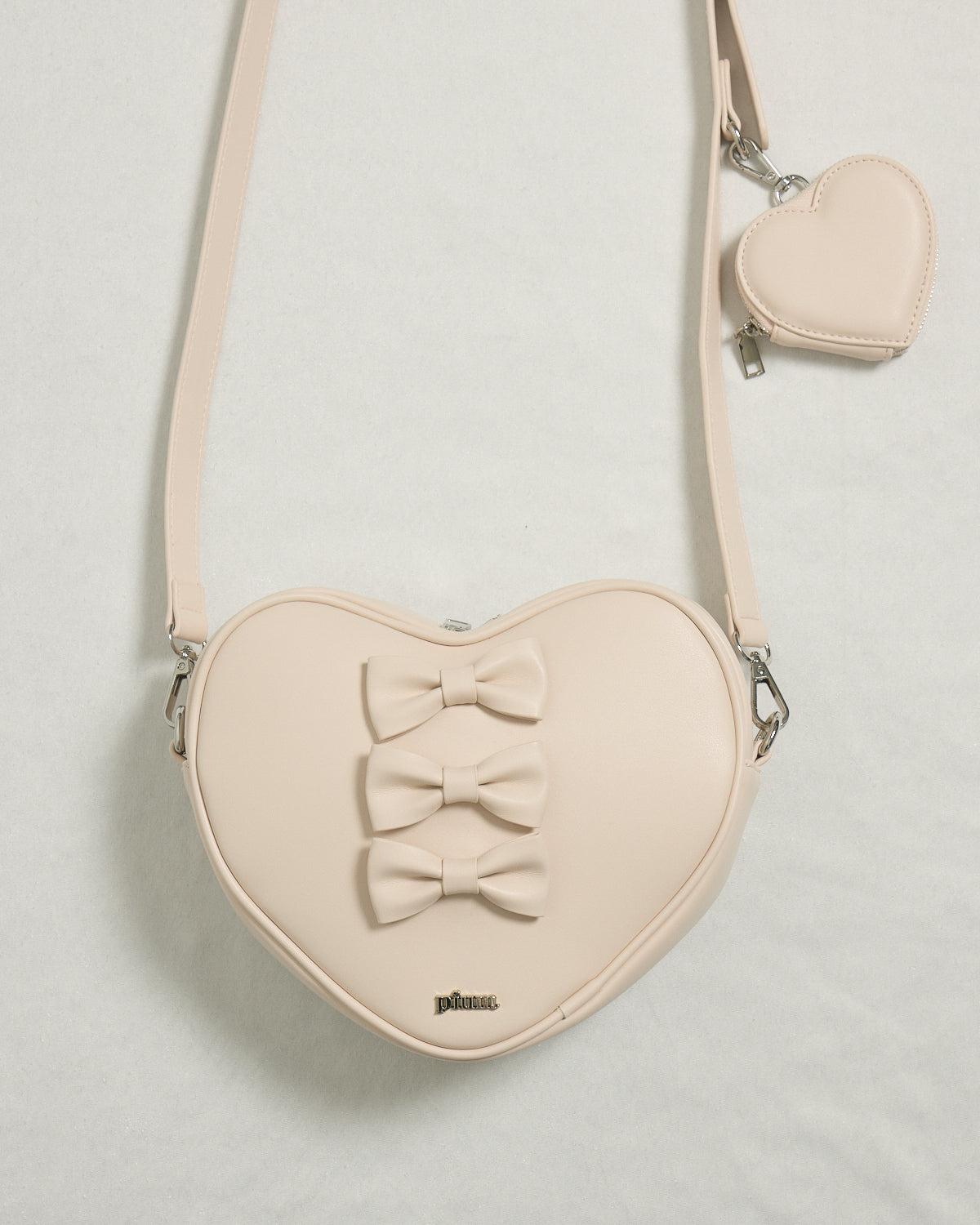 ミニポーチ付きリボンハートバッグ