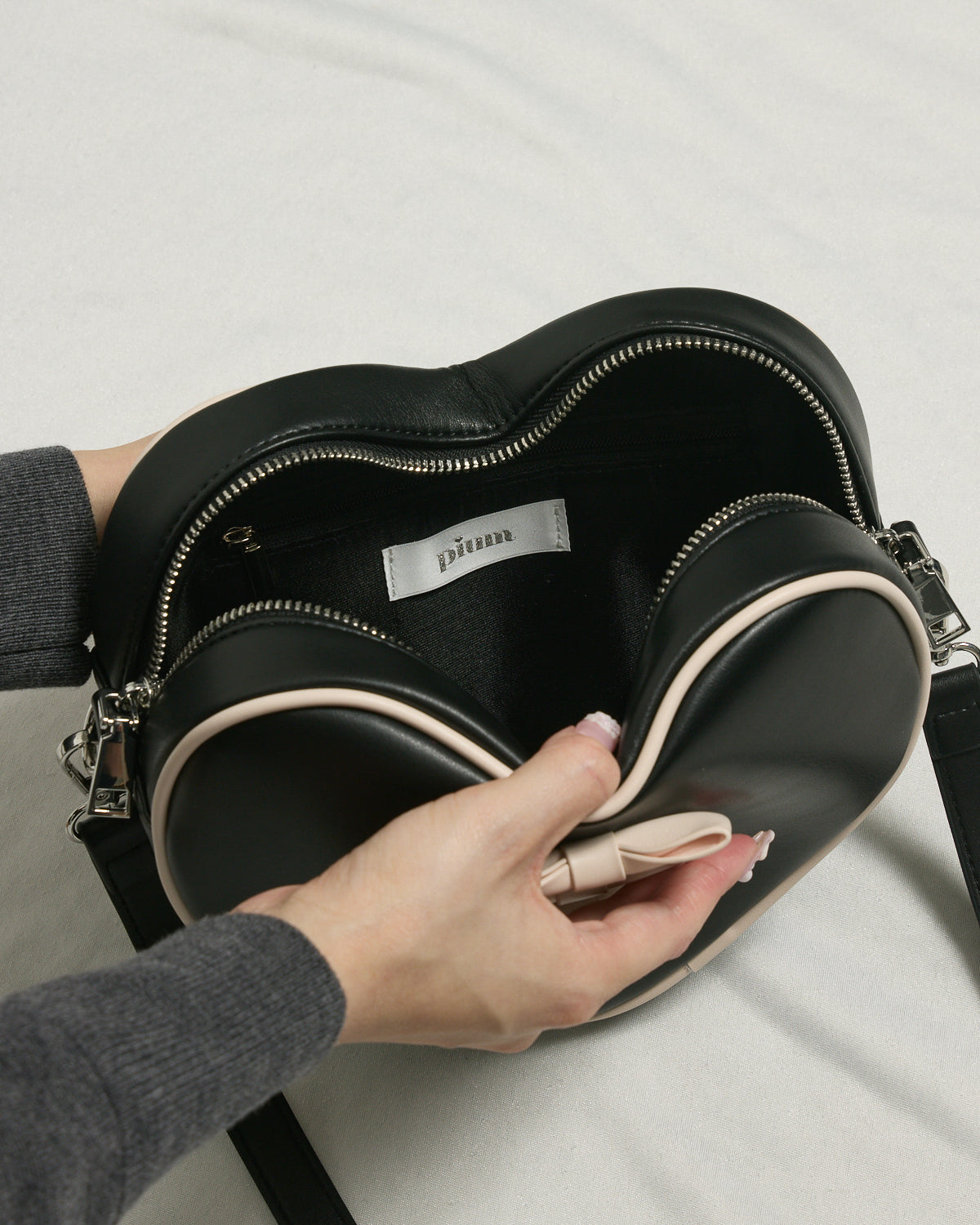 ミニポーチ付きリボンハートバッグ