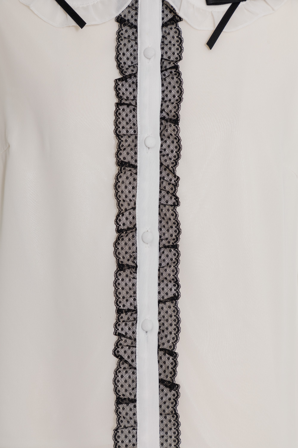 フリルカラーリボンシフォンブラウス