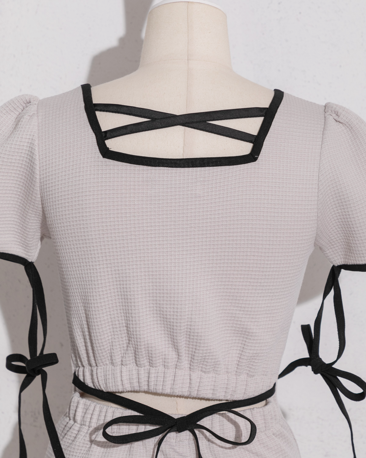 パイピングワッフルカットソーワンピース