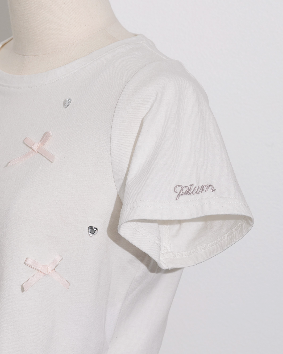 ハートビジューミニリボンTシャツ