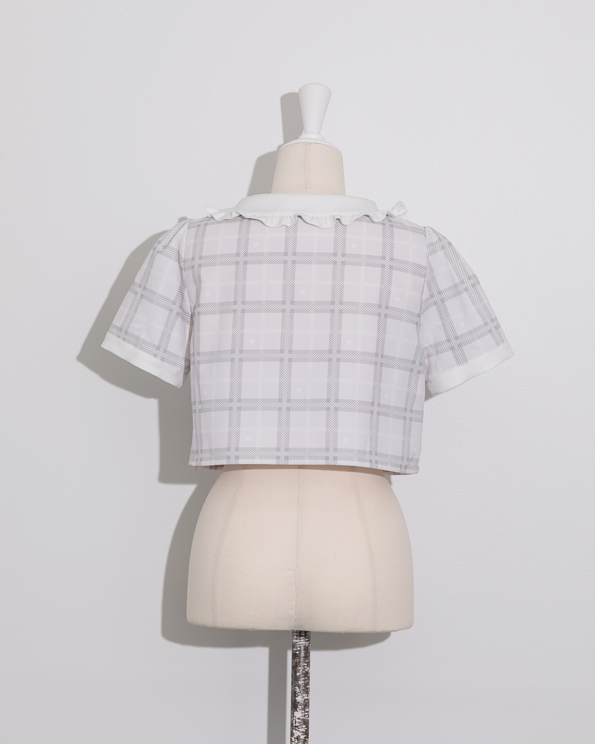 piumハートチェックフリルカラートップス