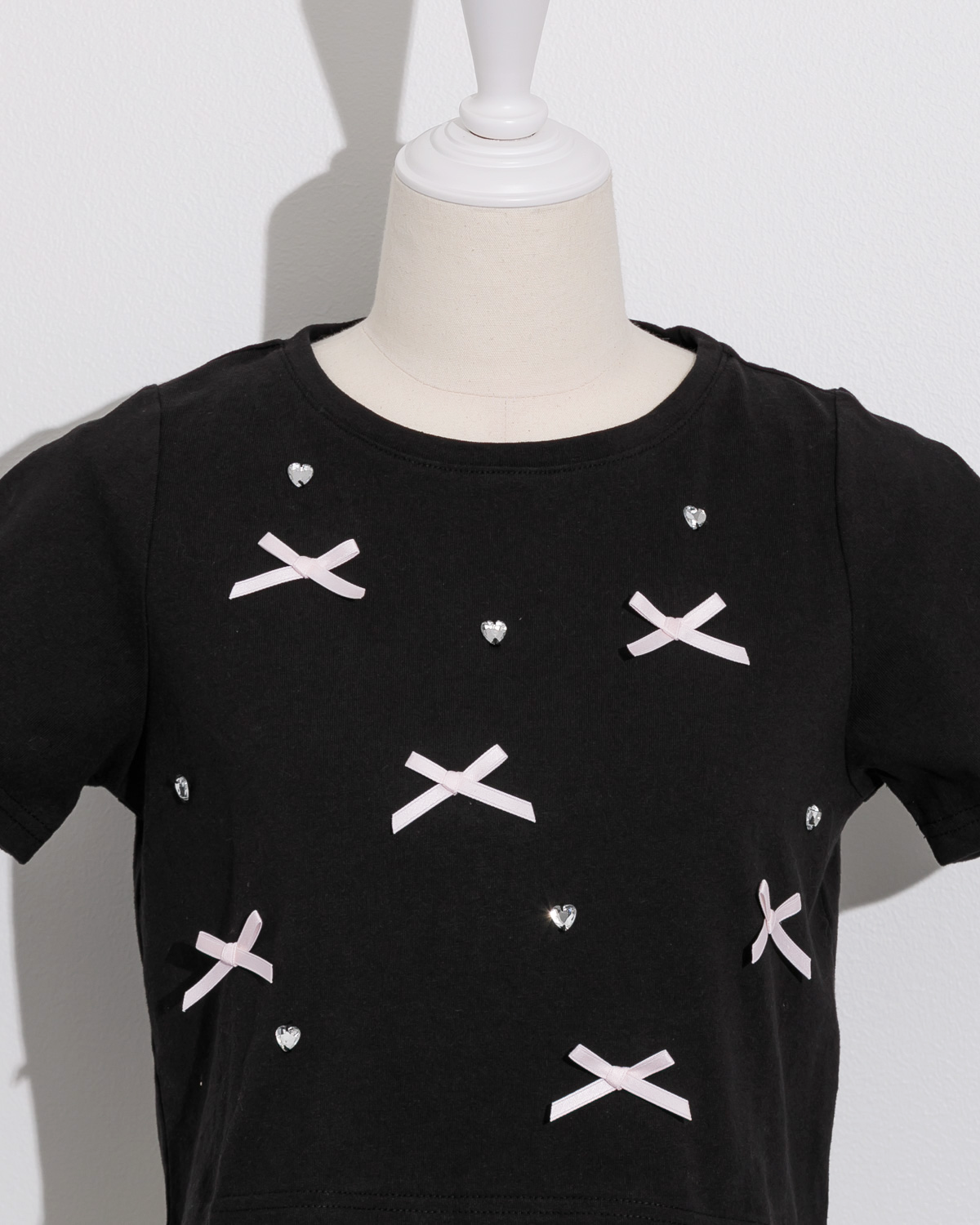 ハートビジューミニリボンTシャツ