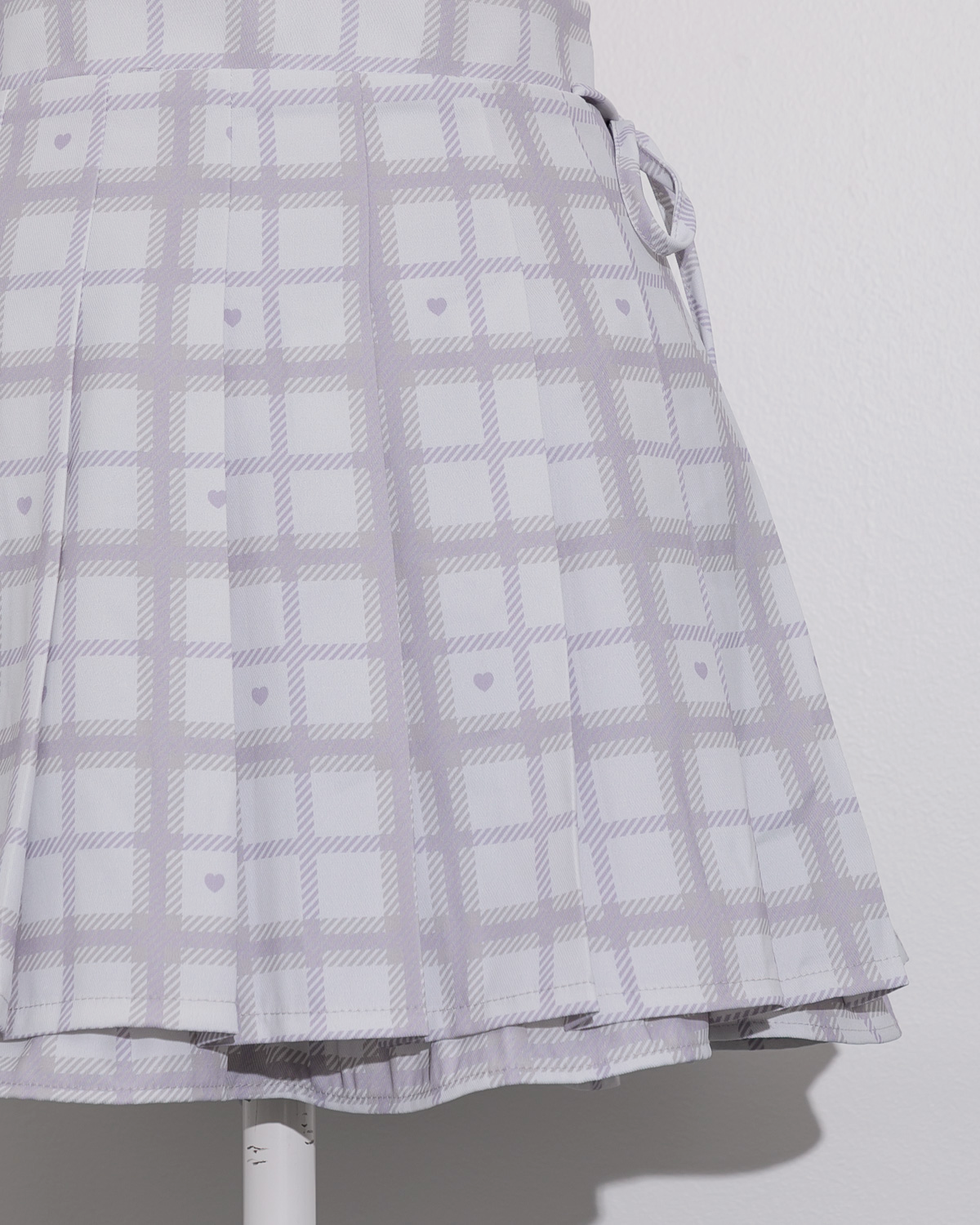 piumハートチェックサイドリボンプリーツスカート
