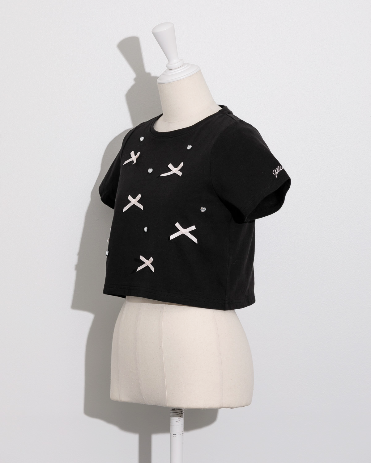 ハートビジューミニリボンTシャツ