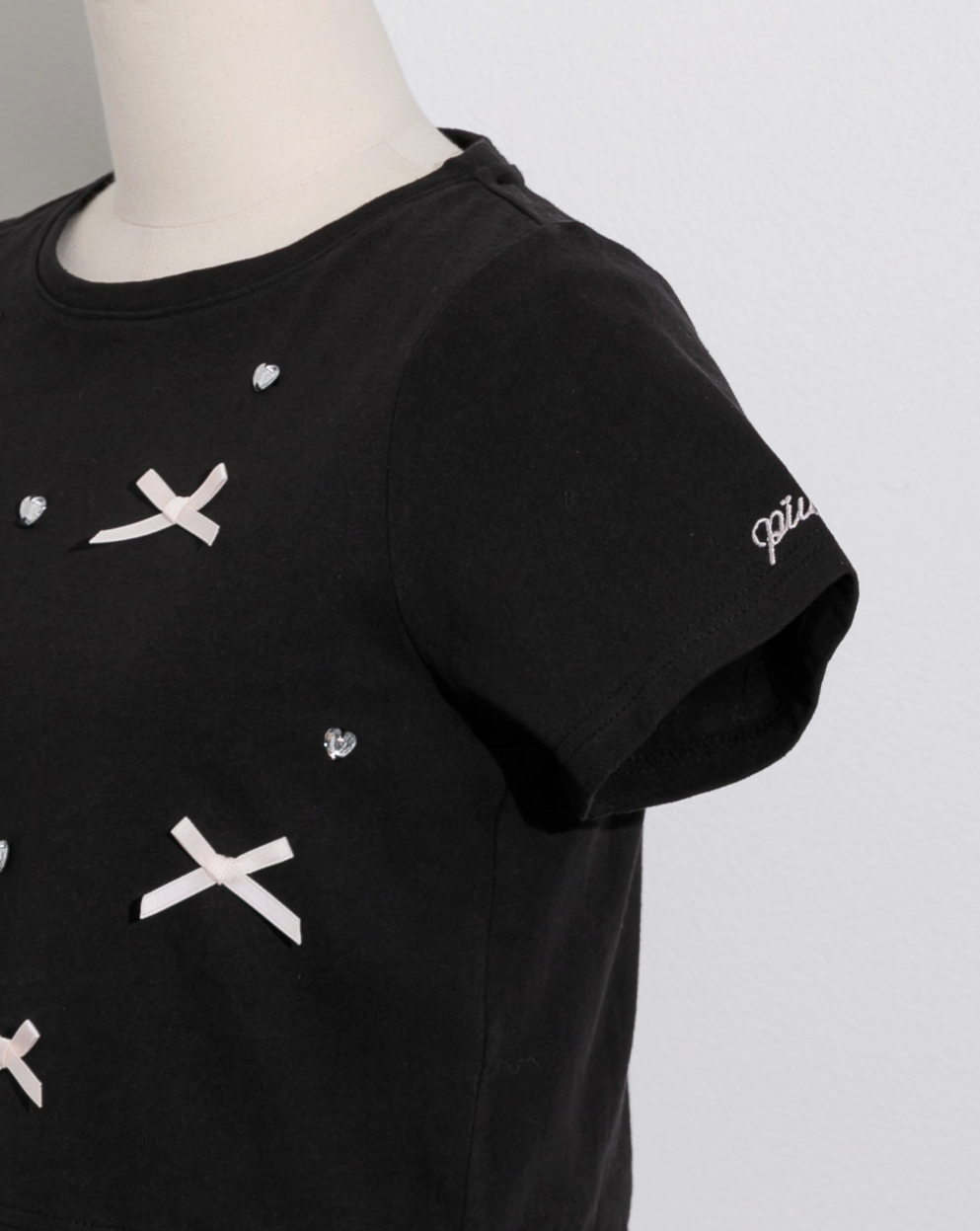 ハートビジューミニリボンTシャツ