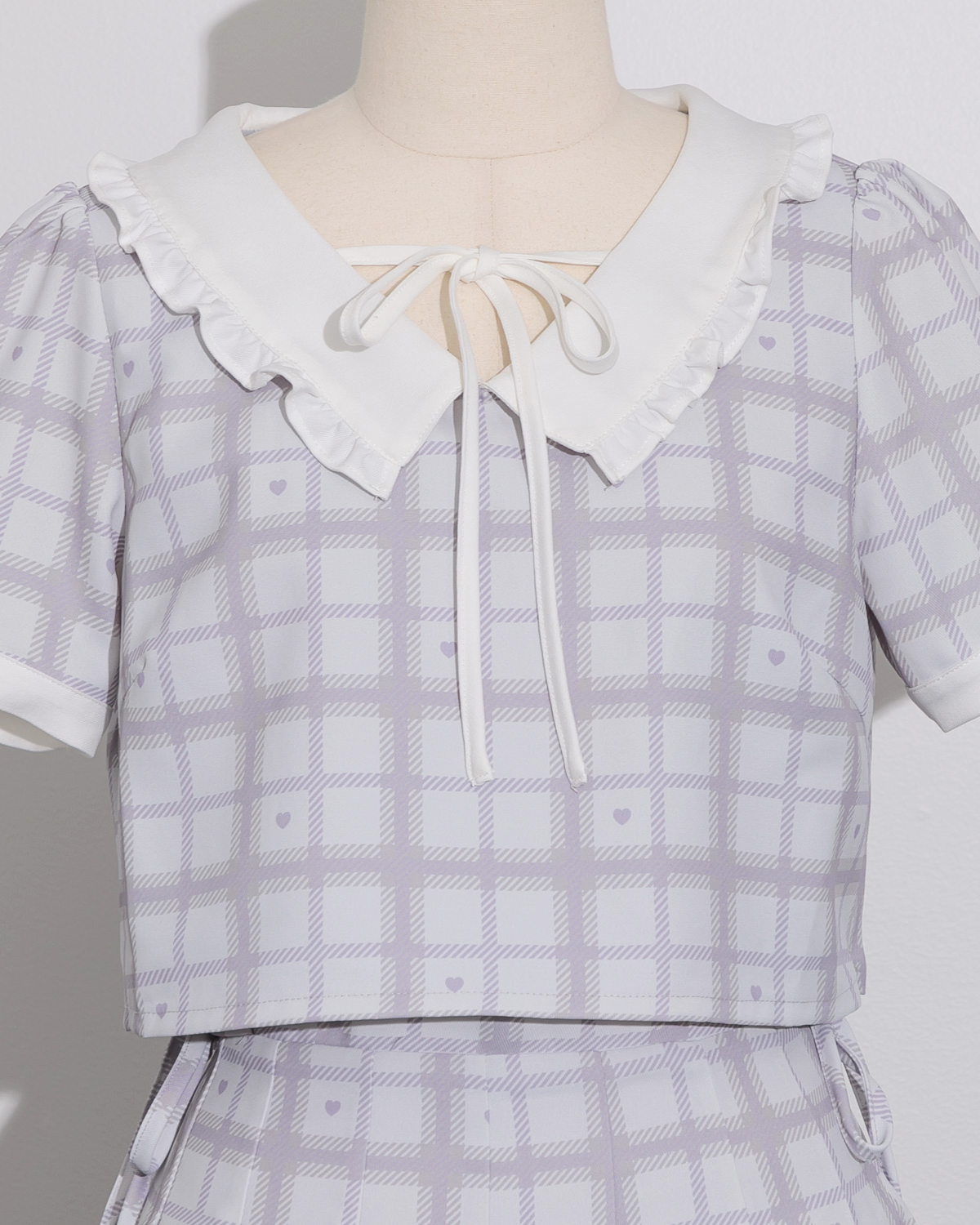 piumハートチェックフリルカラートップス