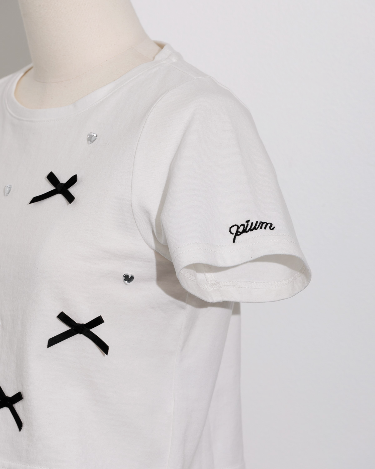 ハートビジューミニリボンTシャツ