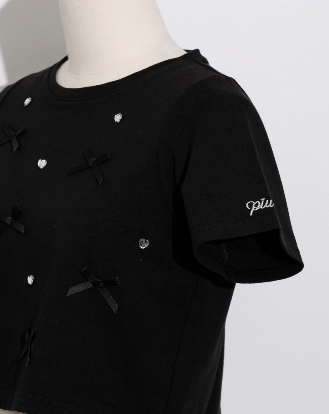 ハートビジューミニリボンTシャツ