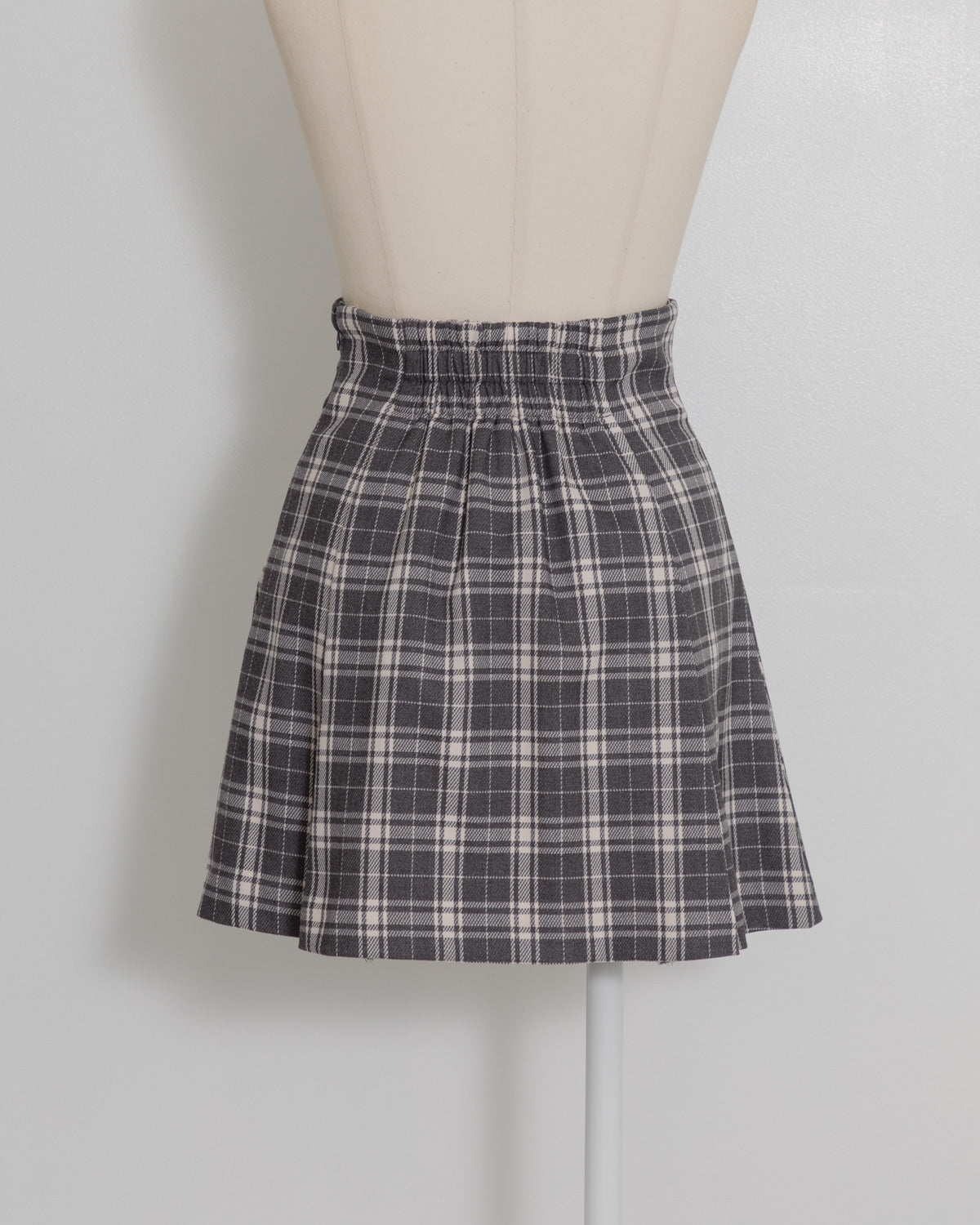 フロントリボンタックフレアチェックスカート