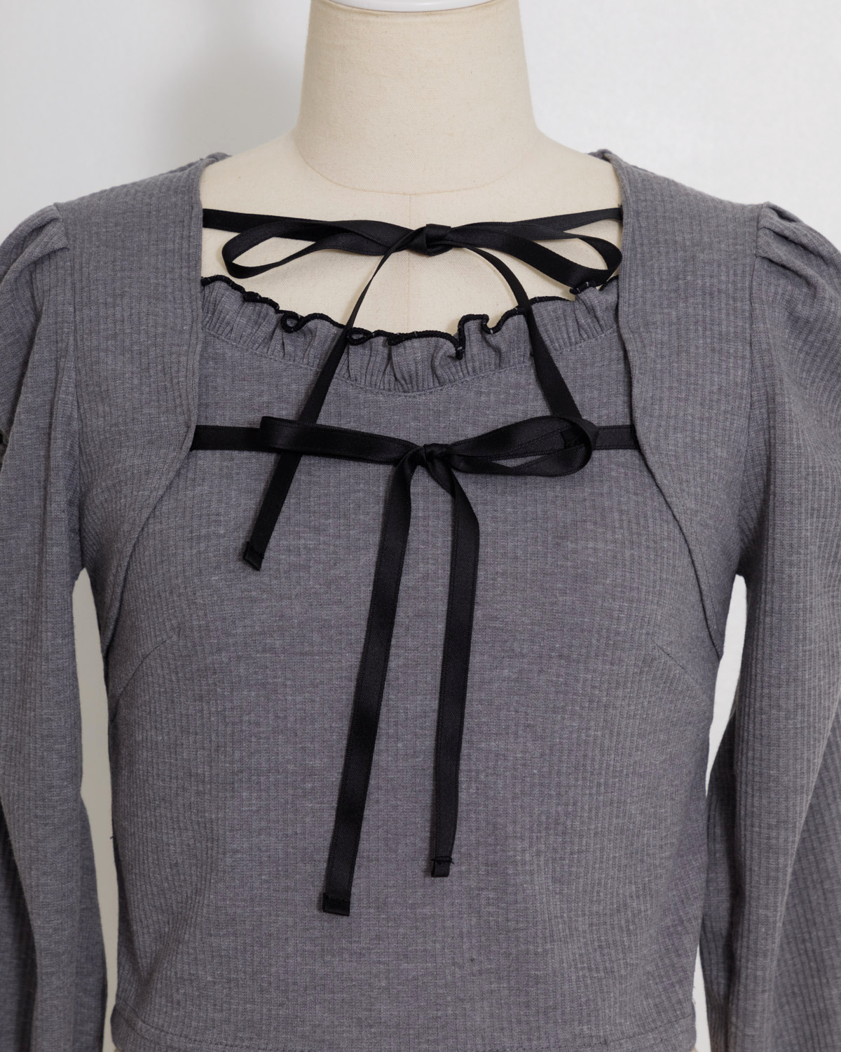 ダブルリボンメローフリルカットソー