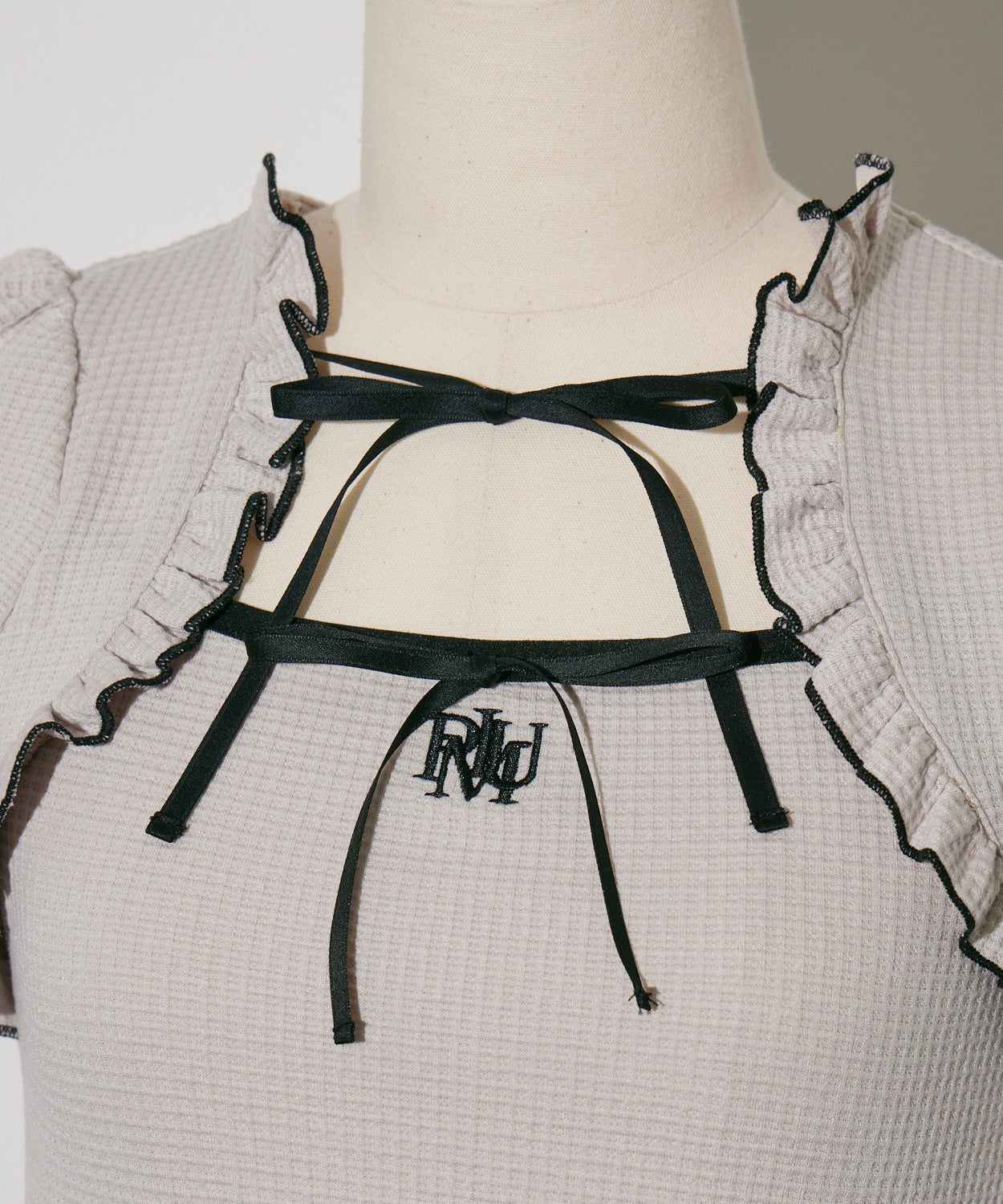 ダブルリボンケープワッフルカットソー