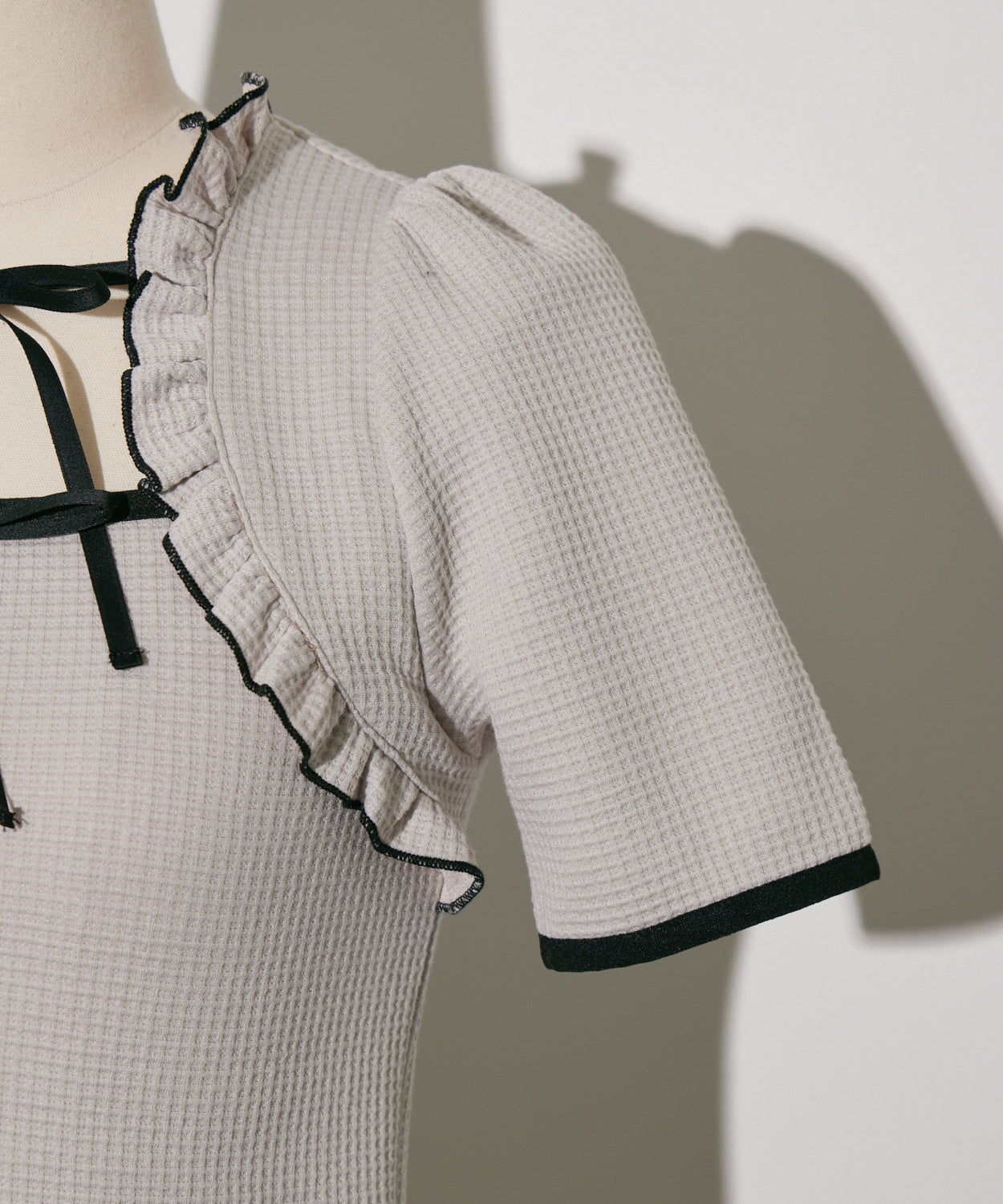 ダブルリボンケープワッフルカットソー