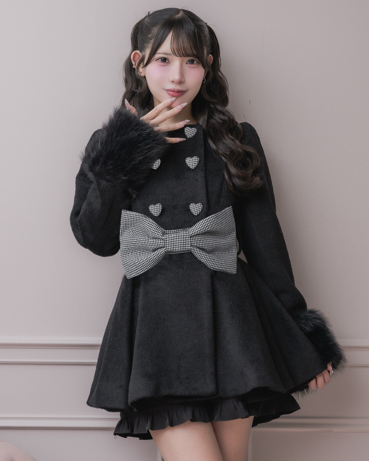 モデル身長：152cm/着用カラー:ブラックミックス