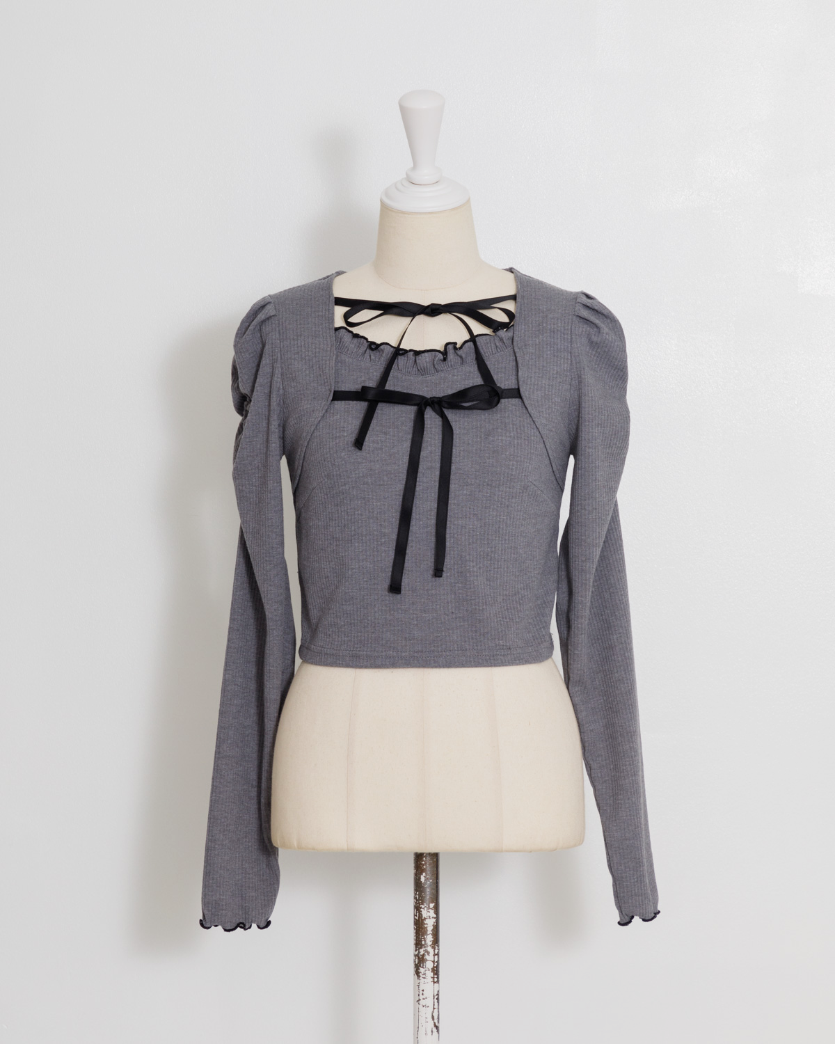 pium ぴうむ ダブルメローフリルカットソー ピンク ダブルリボンメローフリルカットソー – pium