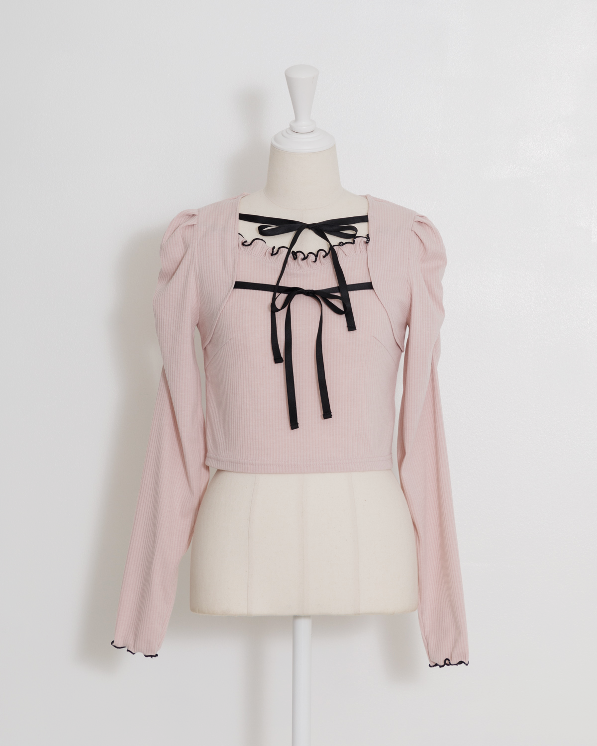 pium ❤︎ ダブルリボンメローフリルカットソー ダブルリボンメローフリルカットソー – pium