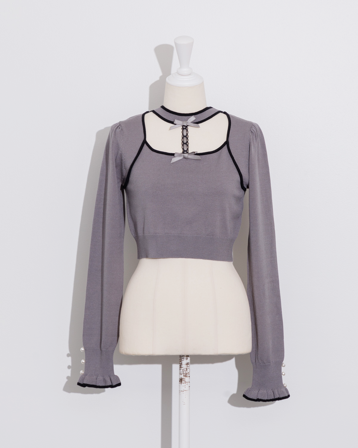 pium レースチョーカーケープニット ブラック レースチョーカーケープニット – pium