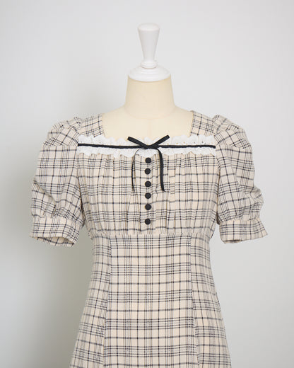 コットンフリルリボンロングワンピース