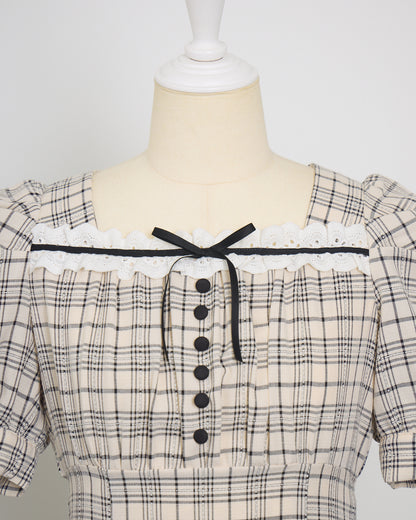 コットンフリルリボンロングワンピース